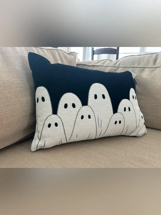 “New” Nicole Miller Black with Ghost Motif Accent Pillow