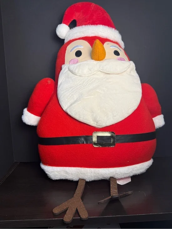 Santa bird plush throw pillow