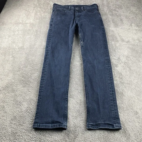 Levis 513 Slim Straight Jeans Mens 28X30 Blue‎ Dark Wash Low Rise Denim