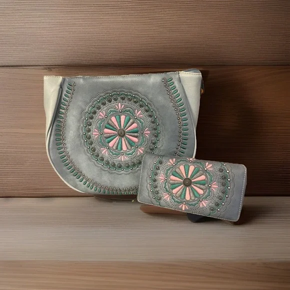 Montana West Western Country Concealed Carry Purse Embroidered + Wallet‎