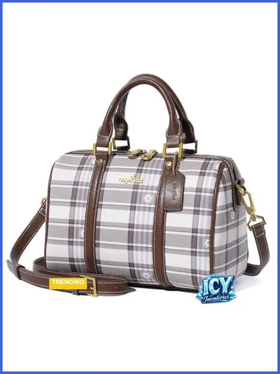 Vegan Leather Barrel Satchel Purse Top Handle Shoulder Crossbody Bag