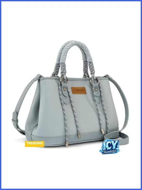 Vegan Leather Satchel Tote with Braided Rope Handle Crossbody Bag