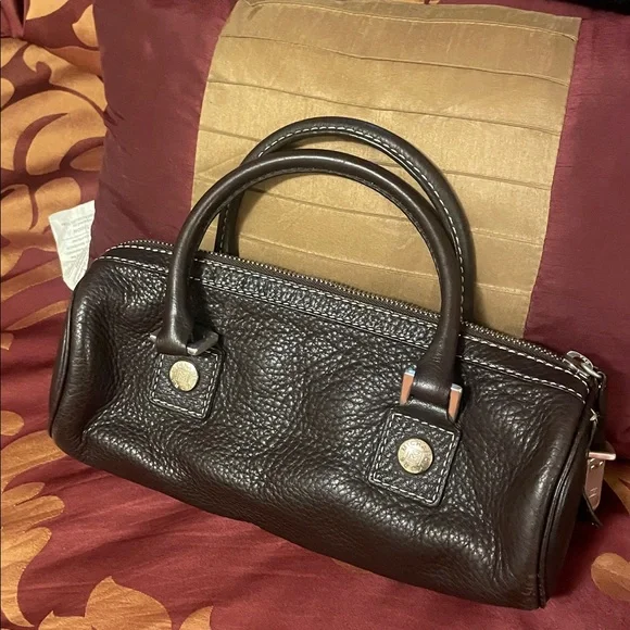 Classic Brown Leather Satchel Handbag