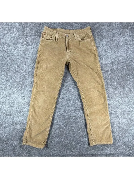 Vintage Levi's 541 Athletic Taper Corduroy Pants Mens 30x30 Tan Stretch Low Rise