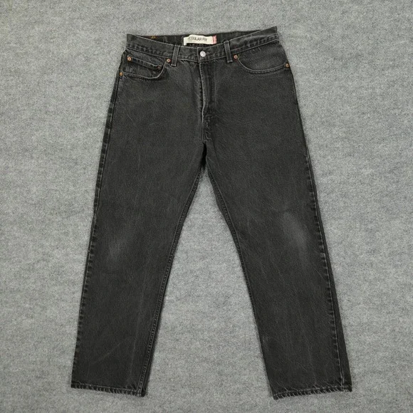 Vintage Levis 505 Jeans Mens 32x29 (Tag‎ 36x30) Black Regular Fit Straight Leg