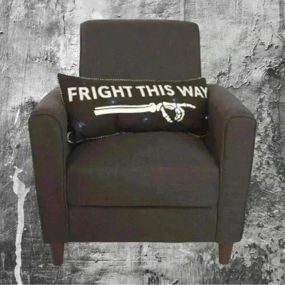 NEW LED LIGHT UP Embroidered Accent / Throw Pillow FRIGHT THIS WAY - SO FUN!