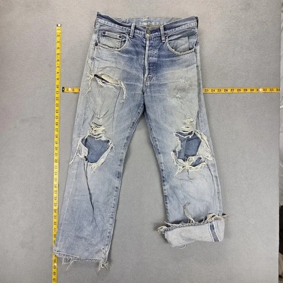 Levis Jeans Mens‎ Blue Selvedge LVC Made In Japan Thrashed Destroyed Fits 30x27