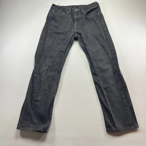 Levi's 505 Jeans Mens 34x32 Black Denim Cotton Regular Fit Mid Rise Straight Leg