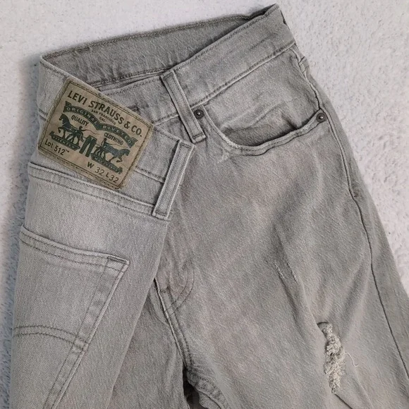 Levi's Lot 512‎ Distressed Skinny Jeans Mens 32x32 Gray/Green Slim Taper 31