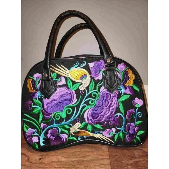 Canvas Embroidered satchel