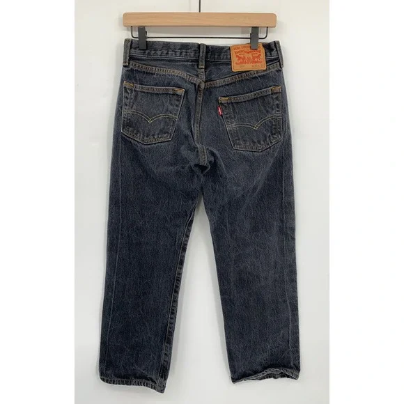 Levis 501 Jeans Mens 30x25 Black Faded Button Fly Straight Leg Denim (Tag 30x30)