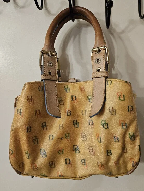 Vintage Y2K Dooney & Bourke Rainbow Doodle Monogram Satchel Bag