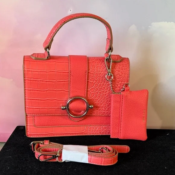 Elegant Coral Anne Klein Small Top Handle Satchel
