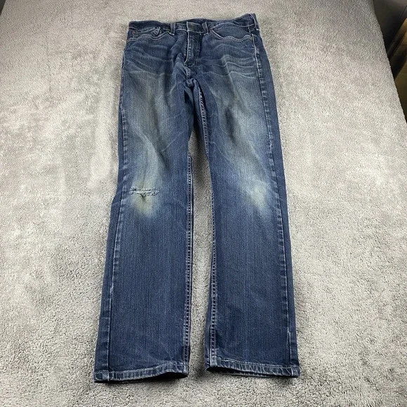 Levi 505 Straight Leg‎ Jeans Mens 30x29 Blue Medium Wash Mid Rise Distressed