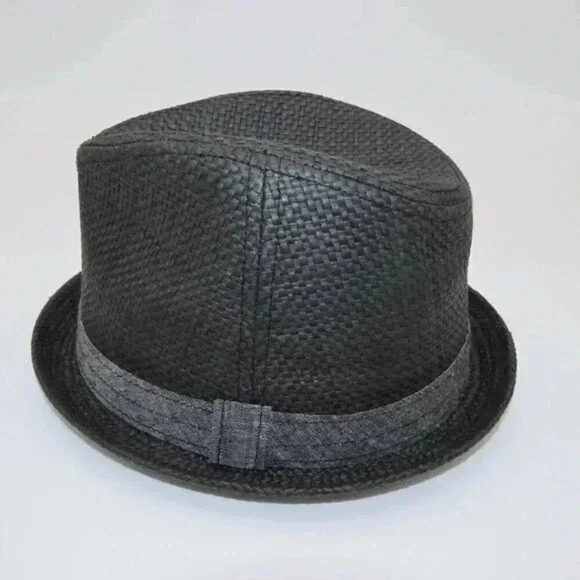 Levi's Men's Twill Band Fedora Hat Gray Woven Straw Paper S/M