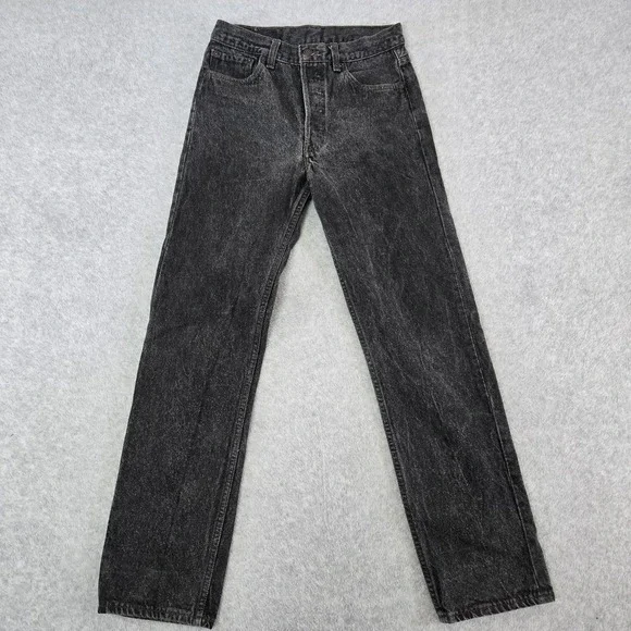 VTG Levis 501 USA Made Charcoal Grey Denim Jeans 30x32 90s 552 Button Fly Grunge