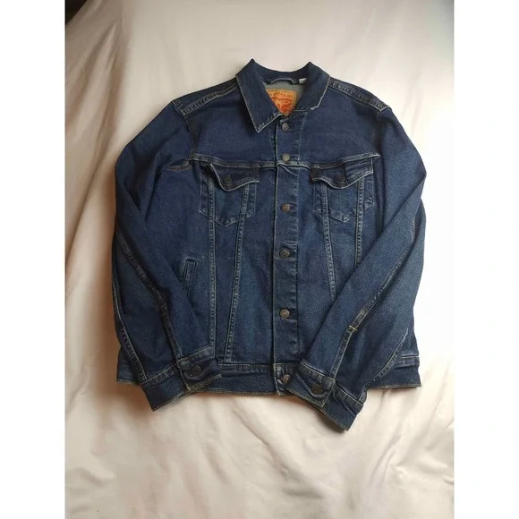Levi's Trucker Denim Jacket Mens Large Blue Classic Button Front Long Sleeve