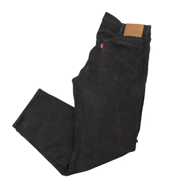 Levi's Mens Premium 502 Straight Leg Jeans 38 x‎ 30 Dark Black Stretch Red