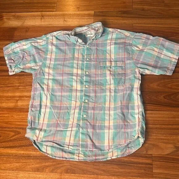 LEVIS authentic madras pastel plaid button up shirt short sleeve casual‎ eastern