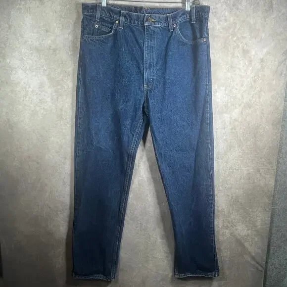 Vintage Levi's 505 Jeans Mens 42X32 Blue Medium Wash Denim Orange Tab‎ Straight