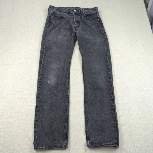 Levis 501 Jeans Mens 33x32* Black Button Fly Classic American Western Distressed