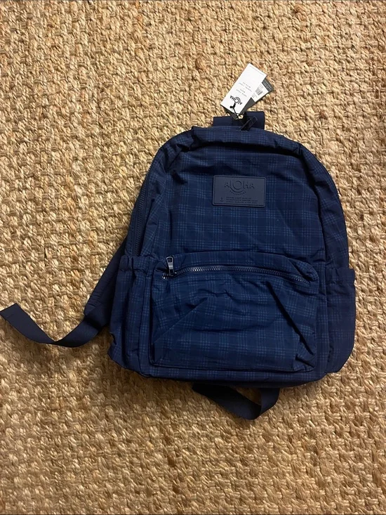 ALOHA Navy Plaid Compact Backpack