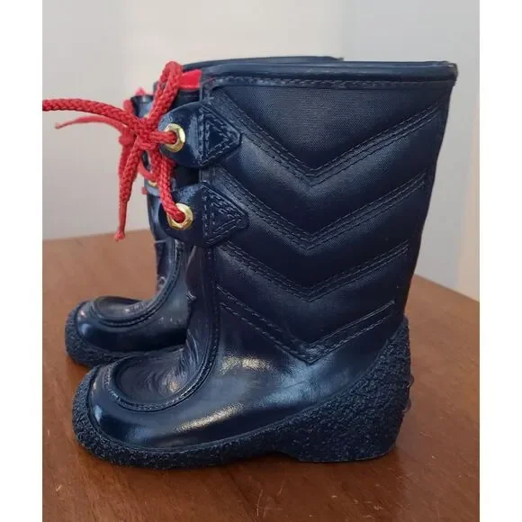 Childrens Waterproof Snowboots Toddler‎ 7 Fleece Lined Chevron Lace Up Navy