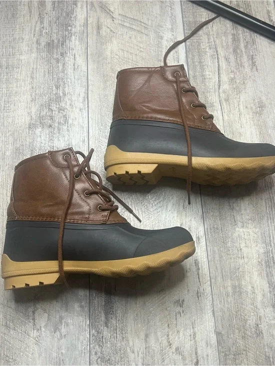 Sperry Brown, Black & Tan Kids Waterproof Lace-Up Boots