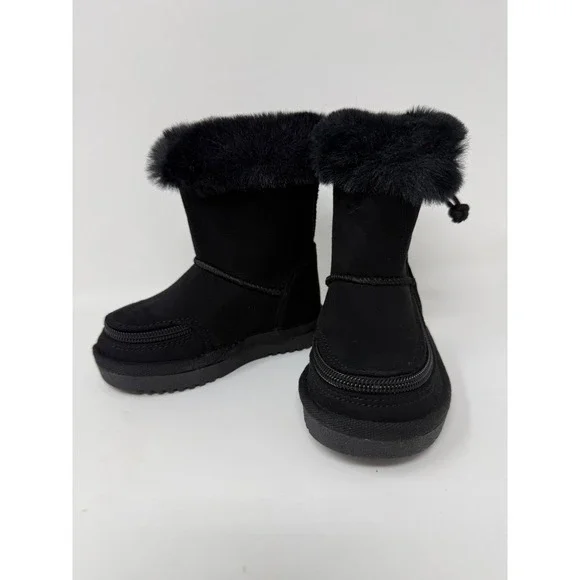 Billy Footwear Kids Toddler Cozy II Black Fur Trim Winter Boots Size‎ 5M US