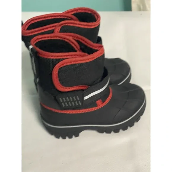 London Fog Collection Baby Toddler Size 6 Black Pull Winter‎ Snow Boots Bin4