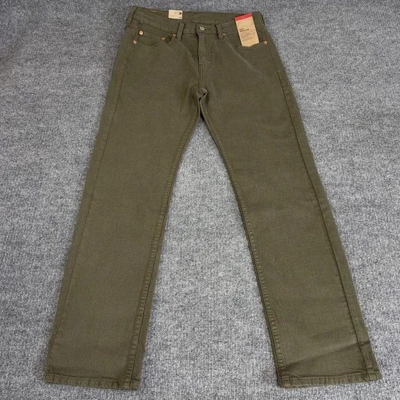 Levis 505 Jeans Men 30x30 Army Olive Green‎ Denim 5 Pocket Straight Leg Stretch