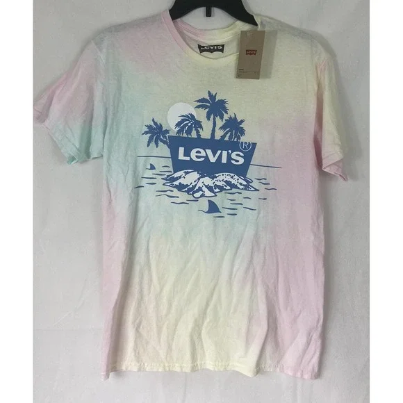 LEVI'S Men's T-shirt  Levi Strauss Classic Logo Men Size M Tye Dye‎ Beach Cotton