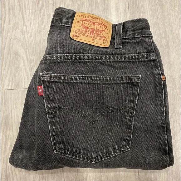 Vintage Levi's‎ 560 Jeans 38x32 Loose Fit Tapered Leg Black Men's
