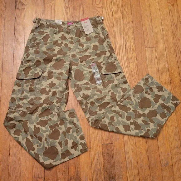 Levis 30x32 XX Cargo Baggy Pants Green Frog Skin‎ Camo Ripstop Hunting Utility