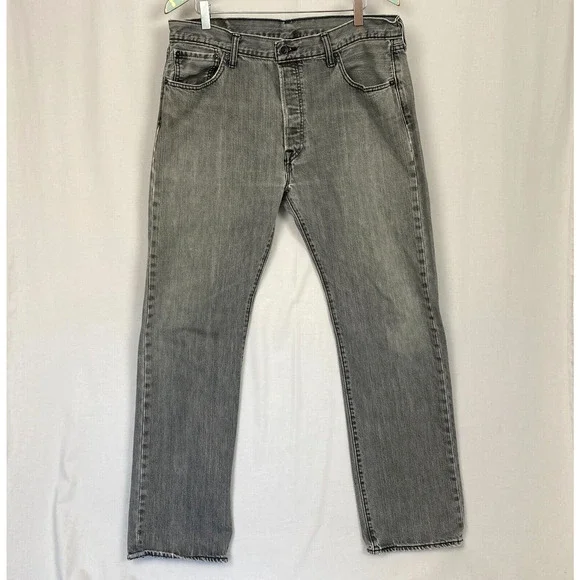 Levis 501 Jeans Mens 36x32 Gray Button‎ Fly 100% Cotton