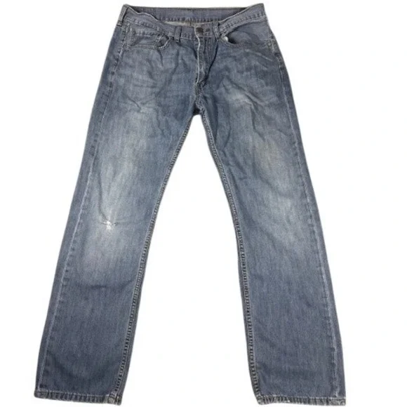 Levi's Jeans Mens 34x32 505 Regular‎ Fit Medium Wash Straight Leg Denim Blue