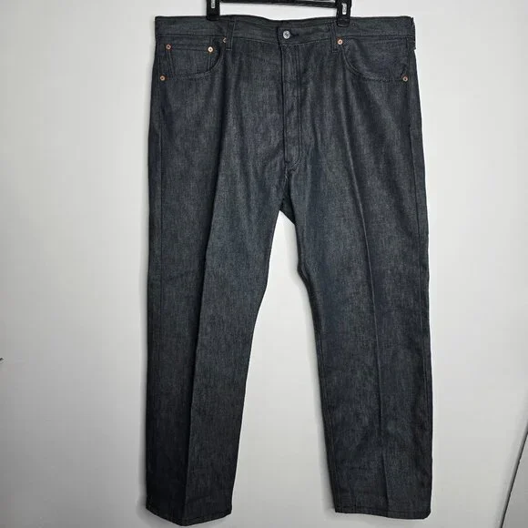 Levi's Jeans Mens 42x30 Blue 501 Straight Fit Denim Cotton Button Fly Dark Wash‎