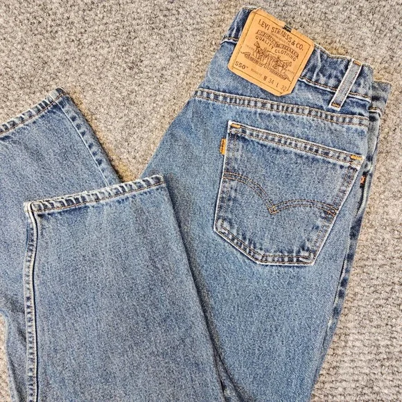 Vintage Levis‎ 550 Orange Tab Relaxed Fit Tapered Leg Jeans Mens 34x31 Blue USA