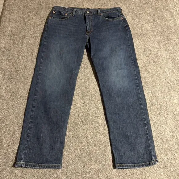 Levi's 502 Denim Jeans Mens 36x30 Blue Taper Stretch 5 Pocket Design Dark Wash