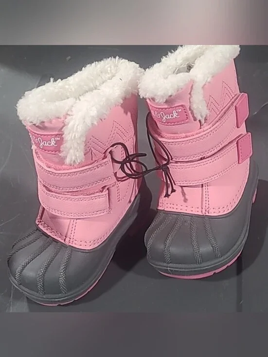 NWT! Cat & Jack Girls 5 Denver gray pink waterproof leather winter boot