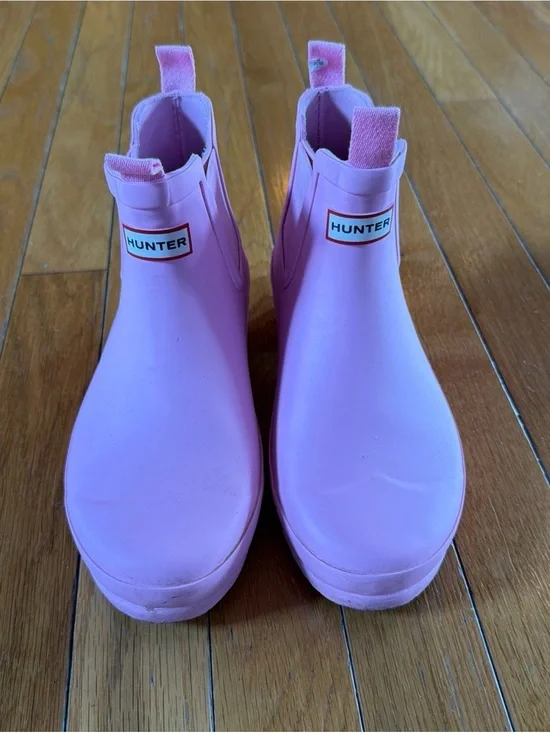 Hunter Pastel Pink Chelsea Rubber Rain All Weather Boots US Girls Sz 4 UK Sz 2