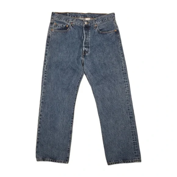 Vintage Y2K Levis 501xx Button Fly Blue Jeans Mens 34x29 True To Size Cowboy