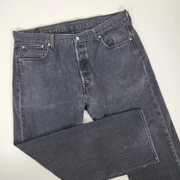 Levi's 501 Mens 40x30 Black Straight Leg Button Fly‎ Denim Jeans 5-Pocket