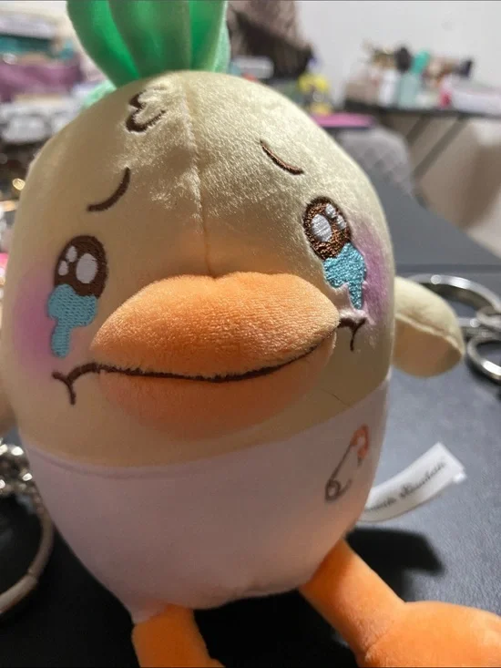 Cute Yellow & Orange Plush Bird Toy - Soft Teary-Eyed Character