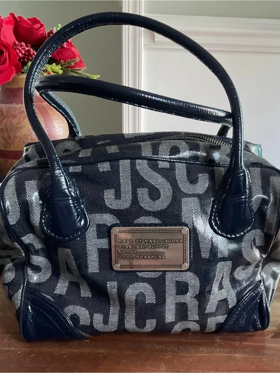 Marc by Marc Jacobs Monogram Coated Canvas Satchel - Deep Blue