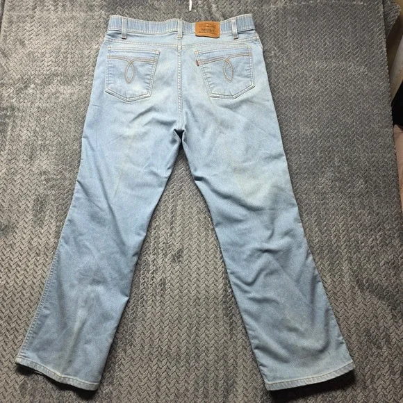 VTG Levis Jeans Mens 38x29 Brown‎ Label Cowboy Light Blue Straight Boot Leg READ