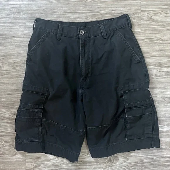Levis Mens Black Cargo Shorts Size 32 Utility Multi Pocket Cotton 36610-0083