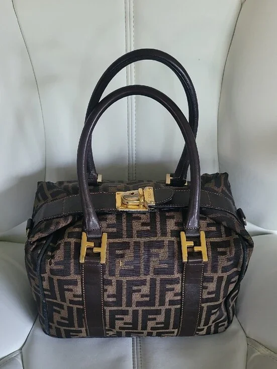 Fendi Zucca Canvas Mini Boston Bag