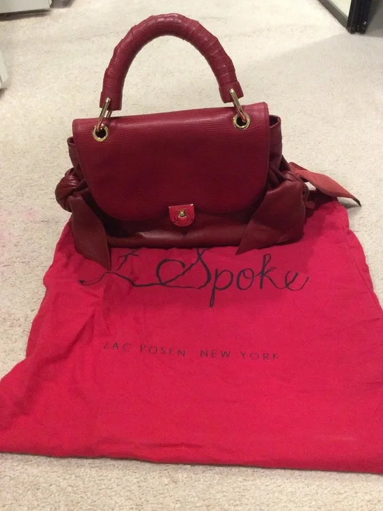 Zac Posen Burgundy Structured Top-Handle Satchel