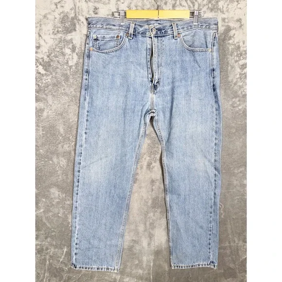 Levis Mens 505 Jeans W38 L30 Light Wash Straight Leg Classic Denim